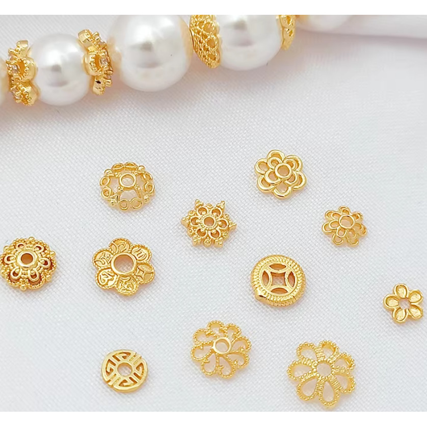 ฐานรองลูกปัด DIY สำหรับสร้อยข้อมือและสร้อยคอ แบบ 18K Gold ฝังหินคริสตัล เหมาะสำหรับการทำเครื่องประดับ