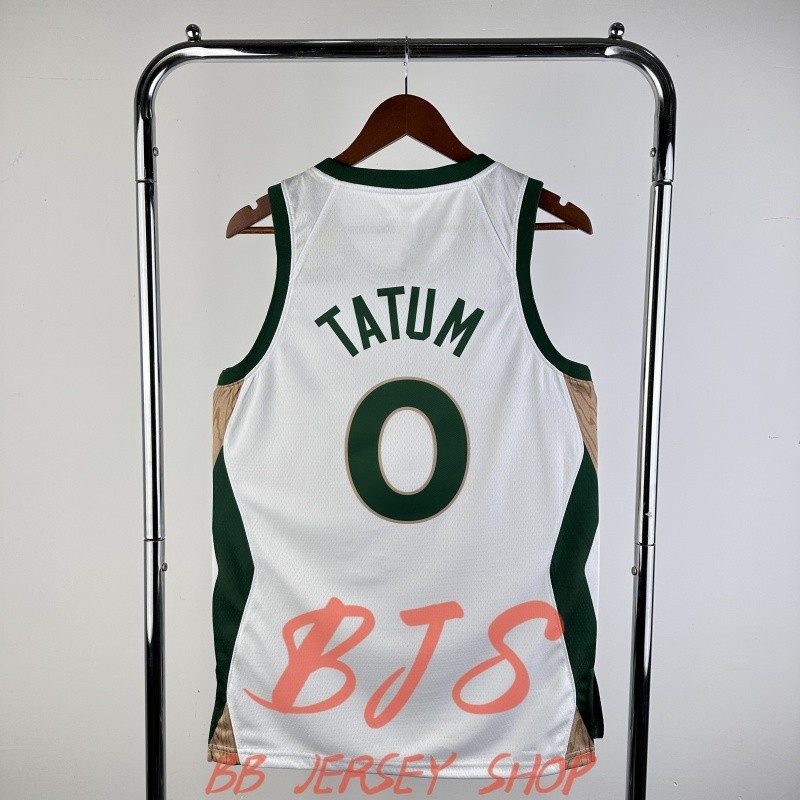Men Green Jersey No. 0 Tatum Jersey แฟชั่น Breathable Quick-Drying เสื้อยืดสีเบจสีเขียวรอบคอเสื้อบาส