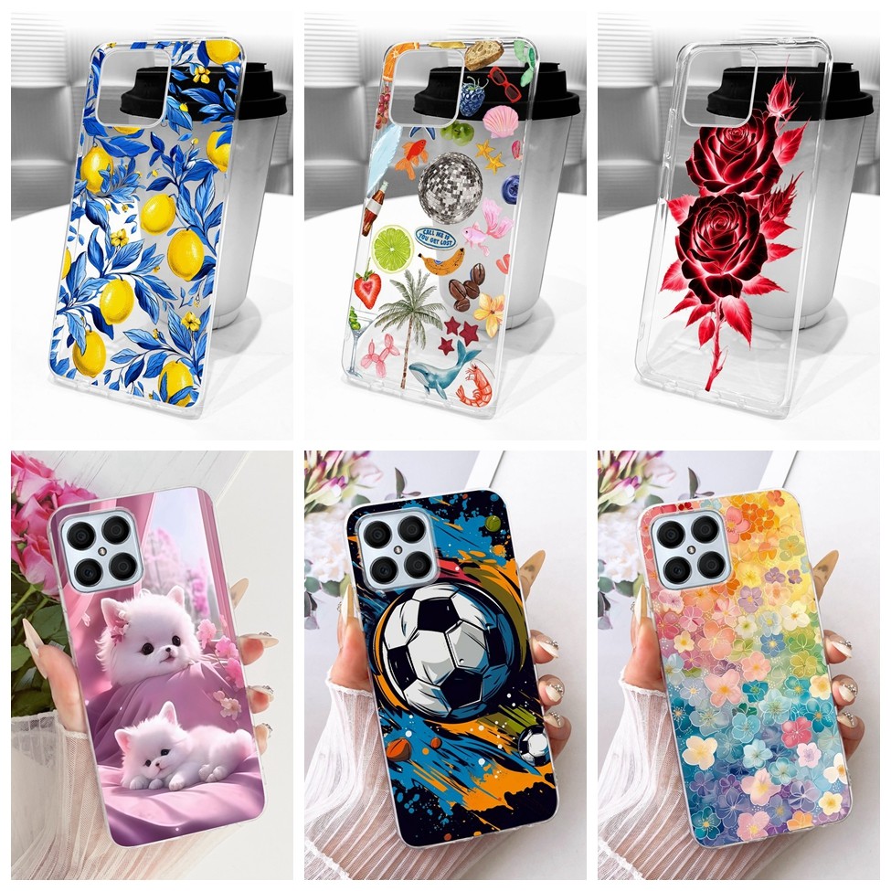 ฝาครอบใส Honor X8 4G กรณีแมวน่ารักแฟชั่นผีเสื้อตลกทาสีปลอก TFY-LX1 TFY-LX2 TFY-LX3