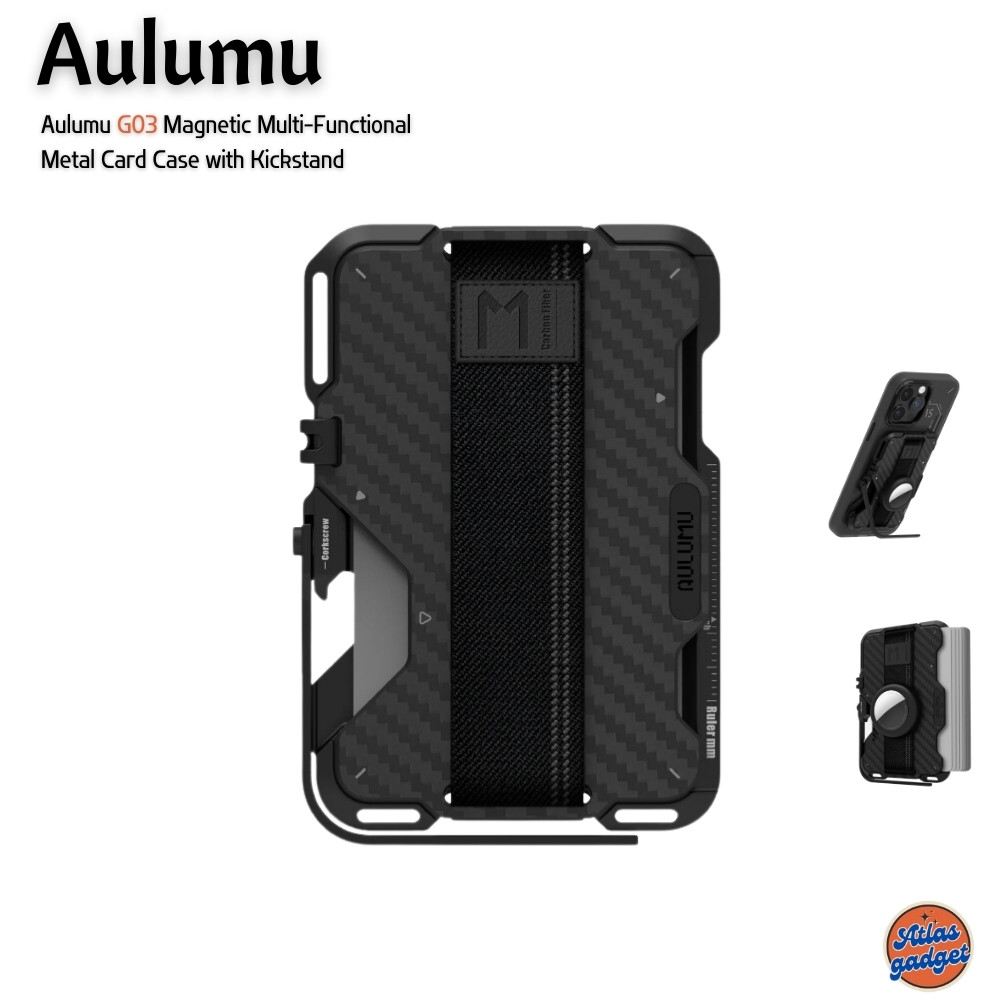 Aulumu G03 Magnetic Multi-Functional Metal Card Case with Kickstand ขาตั้ง Smartphone แบบแม่เหล็ก
