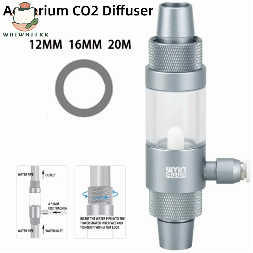 WRIWHITKK CO2 เครื่องพ่นยาภายนอก, การใส่ออกมาอย่างรวดเร็ว Aquarium CO2 Diffuser, ถังปลา CO2 อุปกรณ์เ