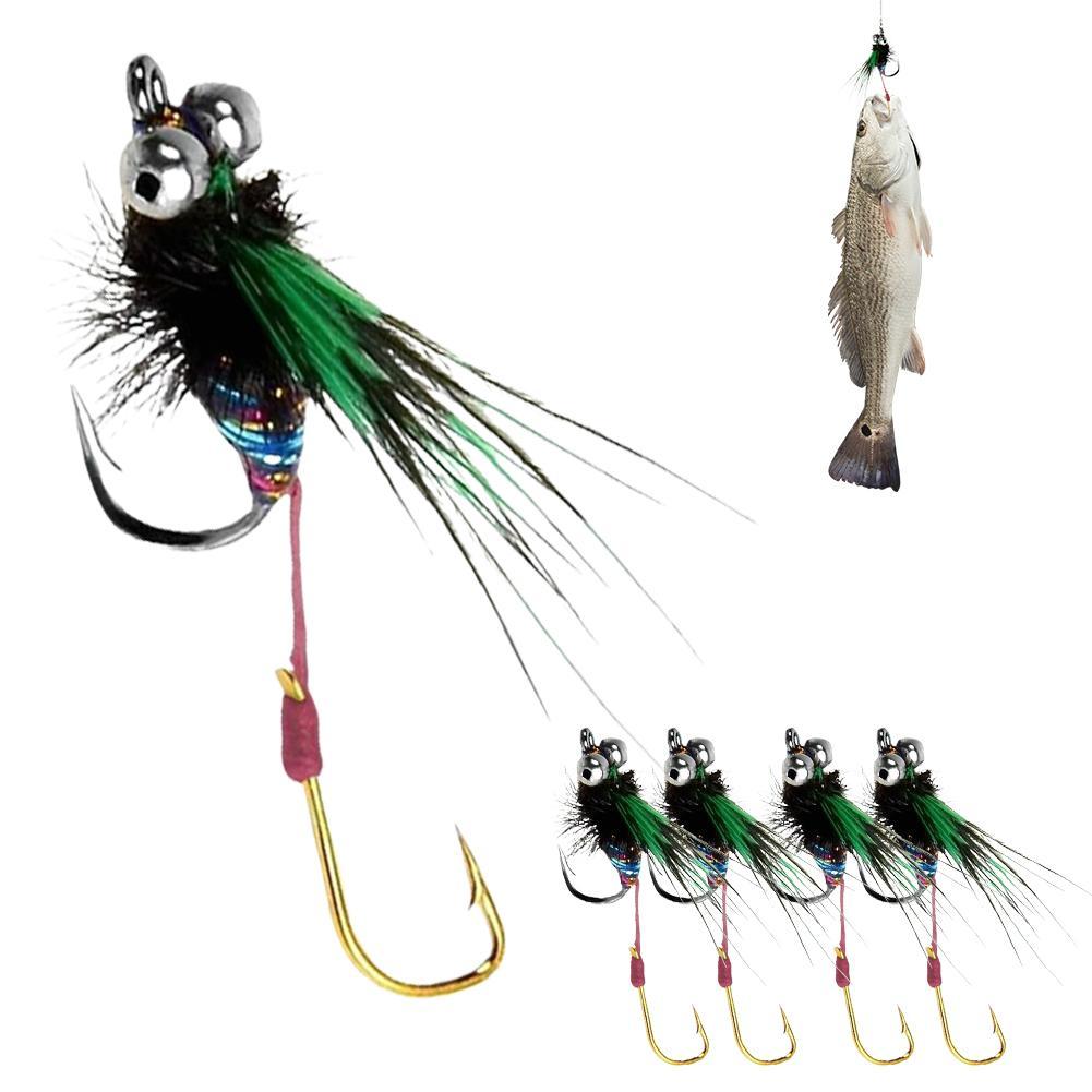 ชุด Glow Bionic Fly เหยื่อตกปลา Double-hook Lure Fly สี 3 Bionic Available Hook Hook F7b2