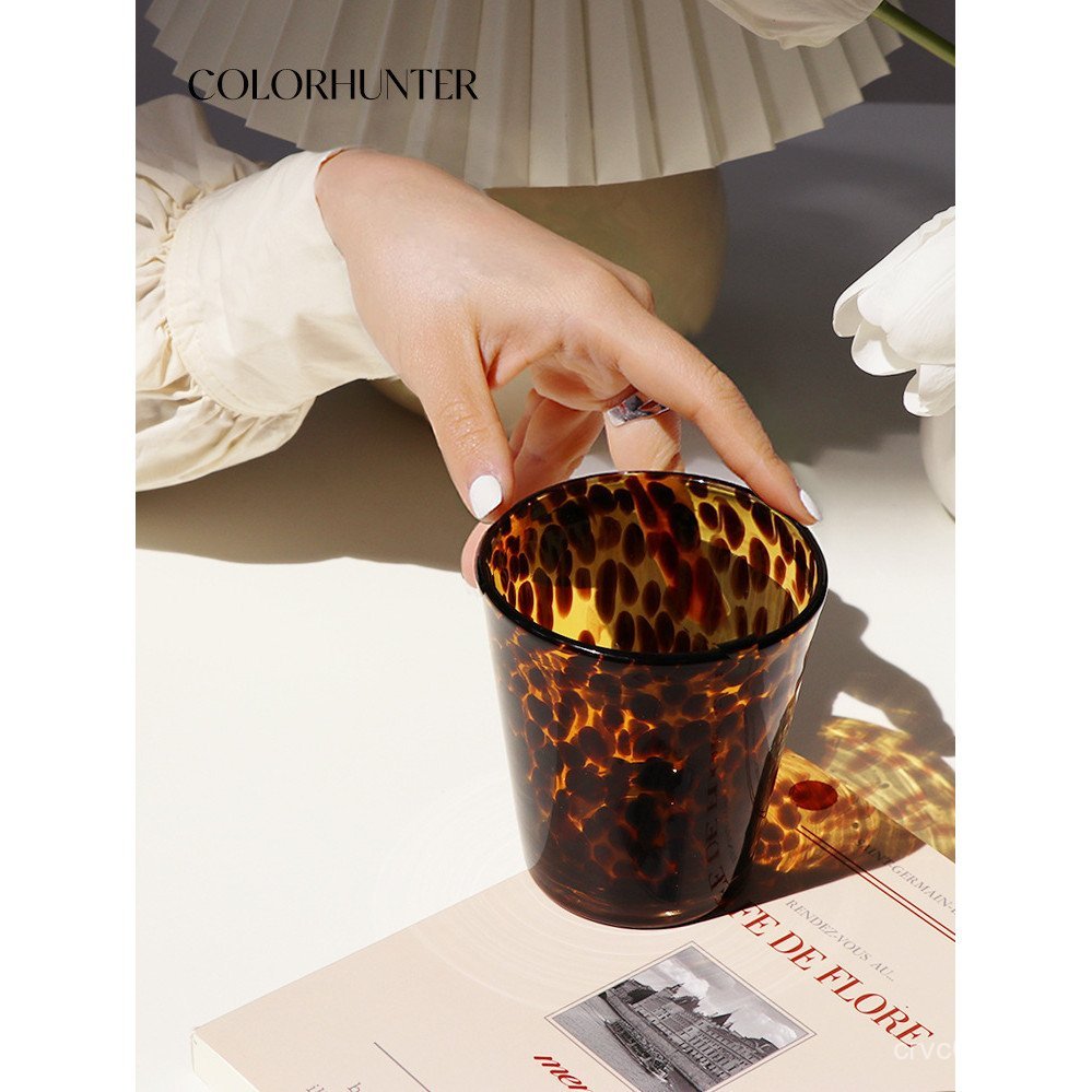 ทนความร้อนสีน้ําตาลเต่าวิสกี้โปร่งใสรู้สึกหนา Series แก้วสีเหลืองอําพัน 1vpkins ถ้วยน้ําสีถ้วยชายุคก