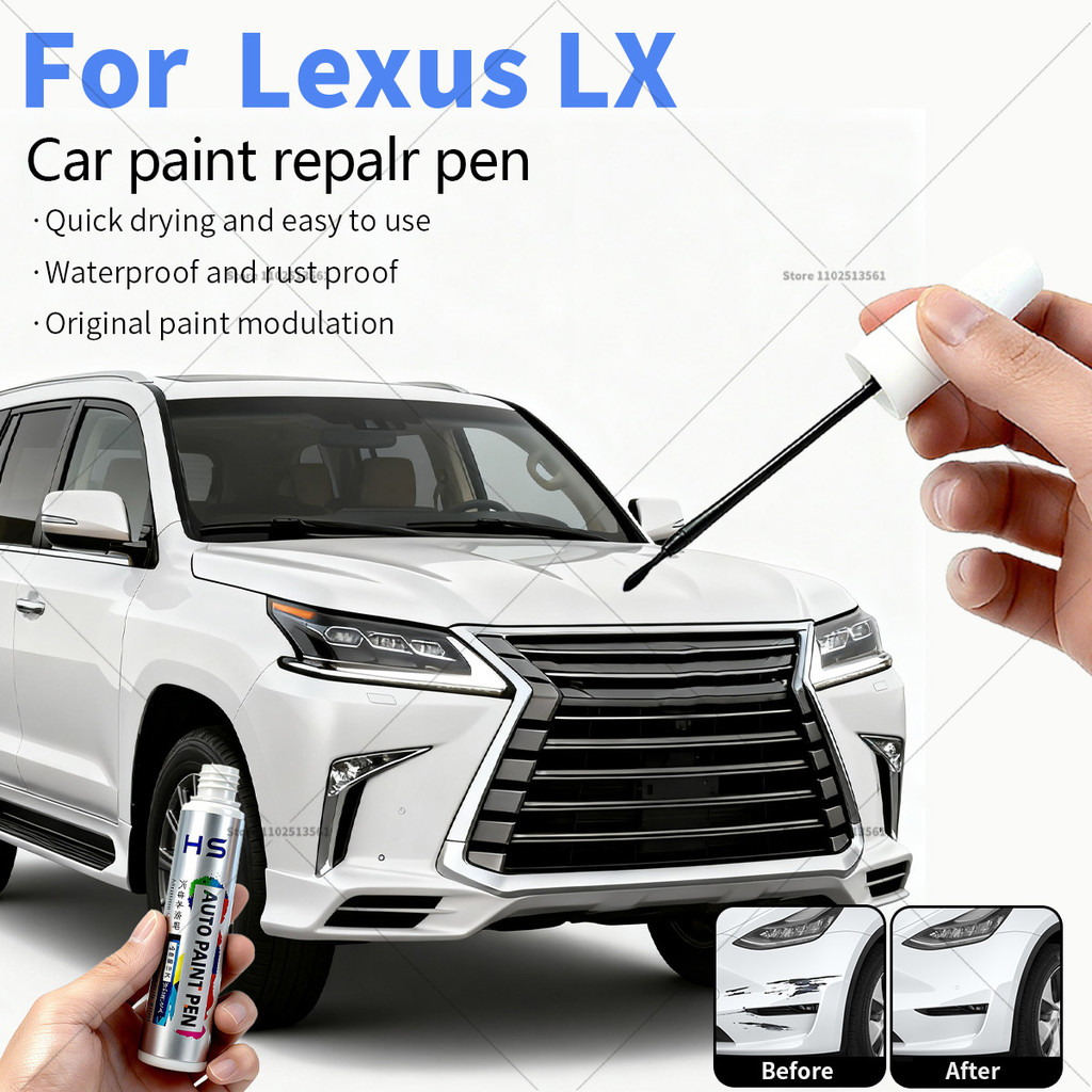 สําหรับ Lexus LX รถซ่อมสีปากกา Touch Up Scratch Remover DIY อุปกรณ์เสริมอัตโนมัติสีเทา 1K2 สีขาว 082