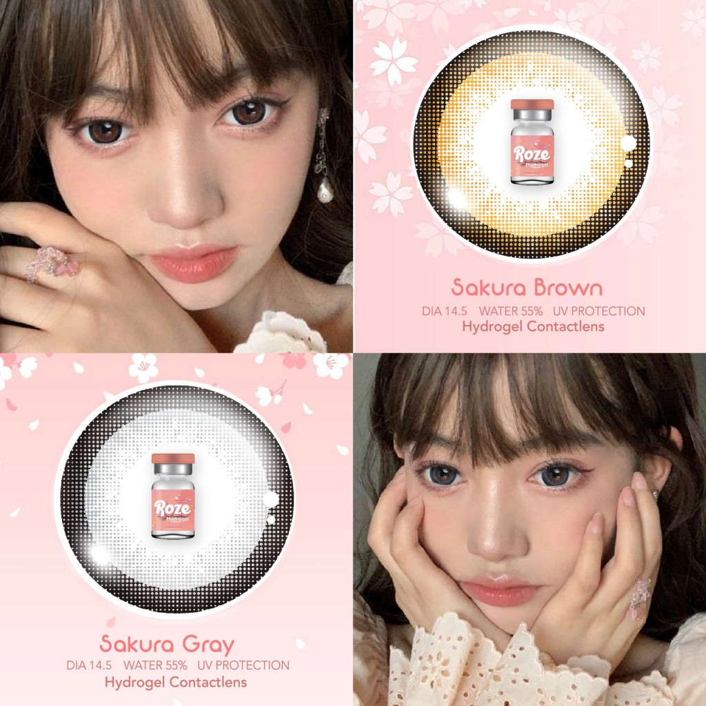 💖คอนแทคเลนส์ - รุ่น Sakura (Rozelens)💖Size : L💖สี : Brown / Gray