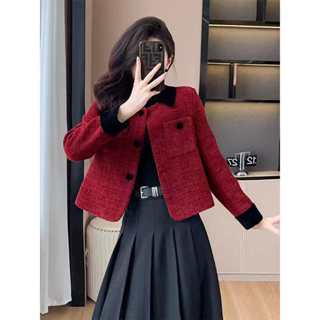 เบลเซอร์สีแดง เกาหลีแฟชั่น✨ คลุมแขนยาว สำหรับชุดทำงาน + เอาท…