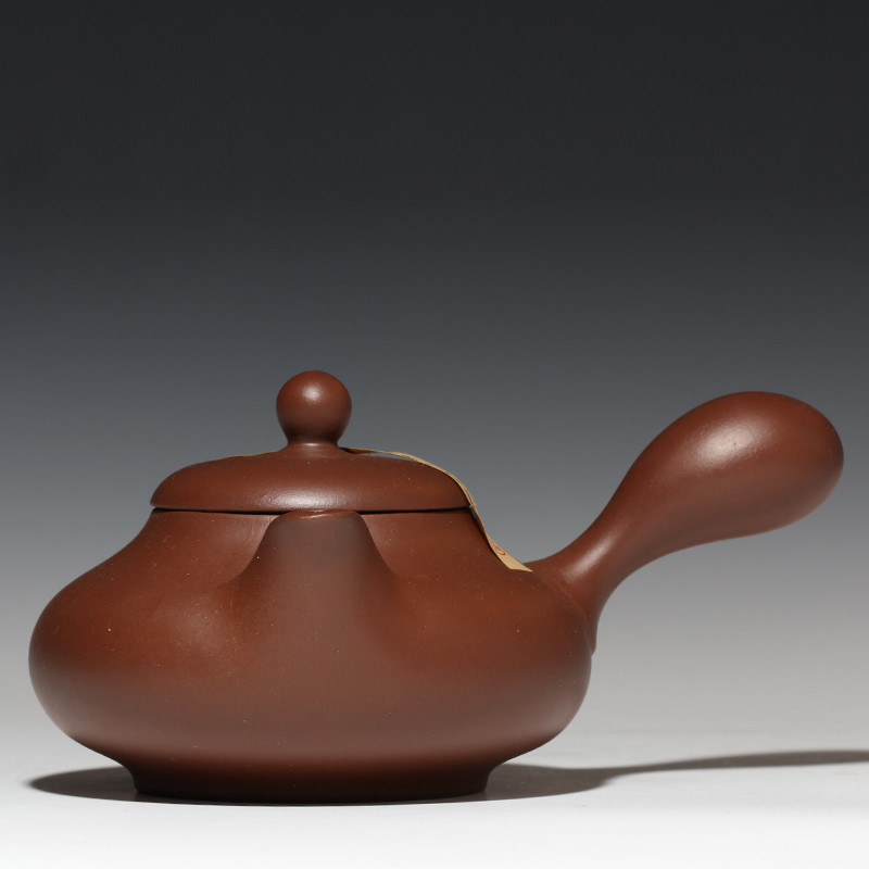 แก้วชงชา กาชงชา แบบกด [Zihan Zihan] Yixing กาน้ําชาดินเหนียวสีม่วงกาน้ําชาด้ามแนวนอนแร่ดิบดินสีม่วง 