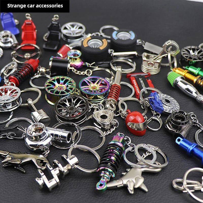 JDM Car Parts Modification Keychain Turbo Brake Disc Caliper Shock Absorber Mini Wheel Hub Key Penda