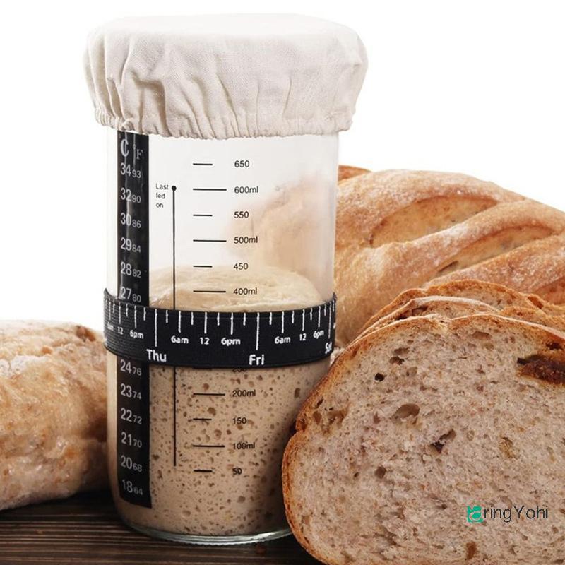 AringYohi] แก้ว Sourdough Starter Jar Kit 730ml ถังหมักปากกว้าง Sourdough Jar สําหรับห้องครัวเบเกอรี
