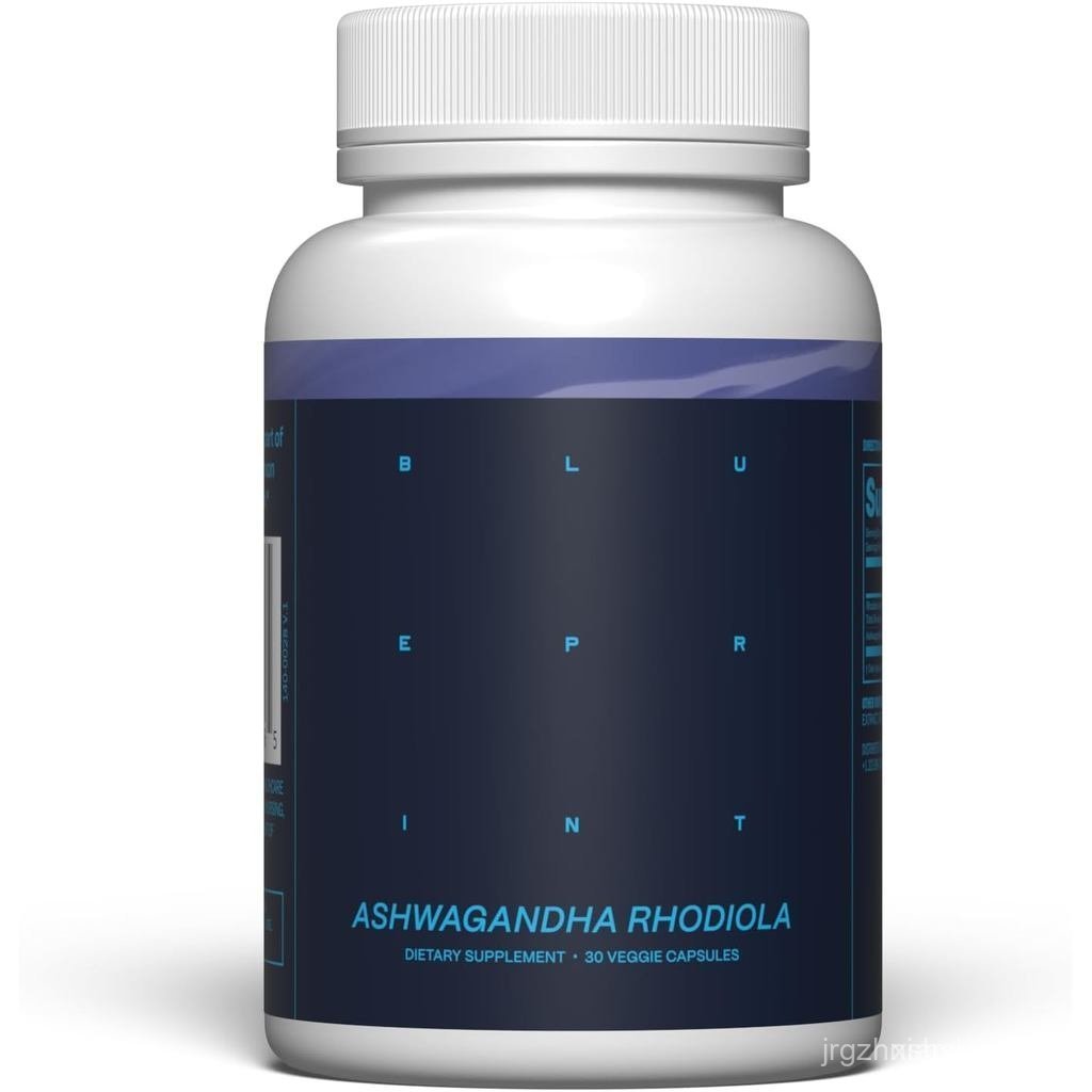 Blueprint Bryan Johnson Ashwagandha & Rhodiola Capsules - ลดความเครียดและปรับสมดุลมOOD - 30 เม็ดเจลเ
