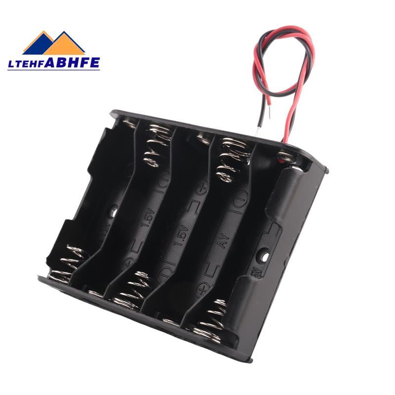 [ขายร้อน L]5 x 1.5V AA Battery Slot Holder Case Box Wire Black