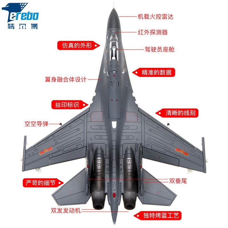 Chunghang อุตสาหกรรม 1: 72 J-11 เครื่องบินรุ่นจําลองเครื่องบินทหาร Fighter รุ่น Su 27 J-11b