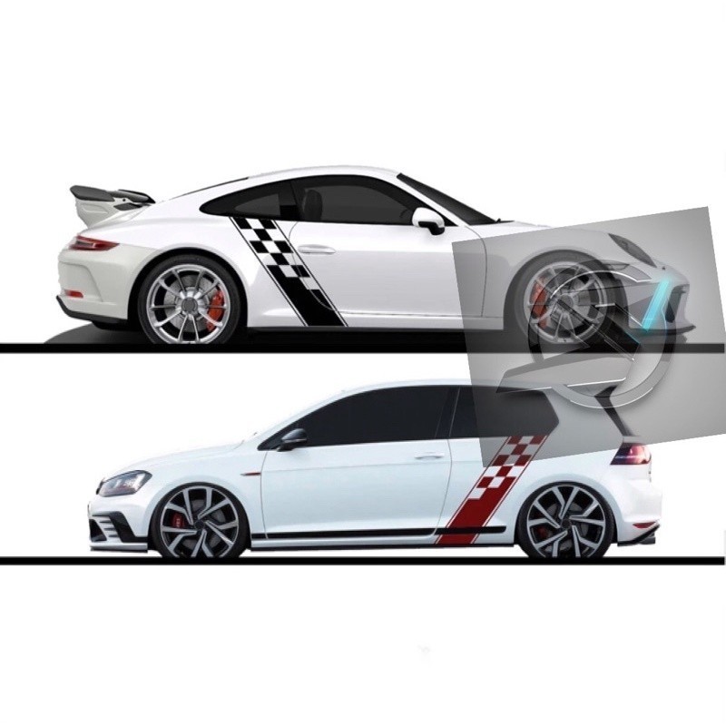 S836# 2pc Race Style สติ๊กเกอร์ติดตัวรถด้านข้าง/48h