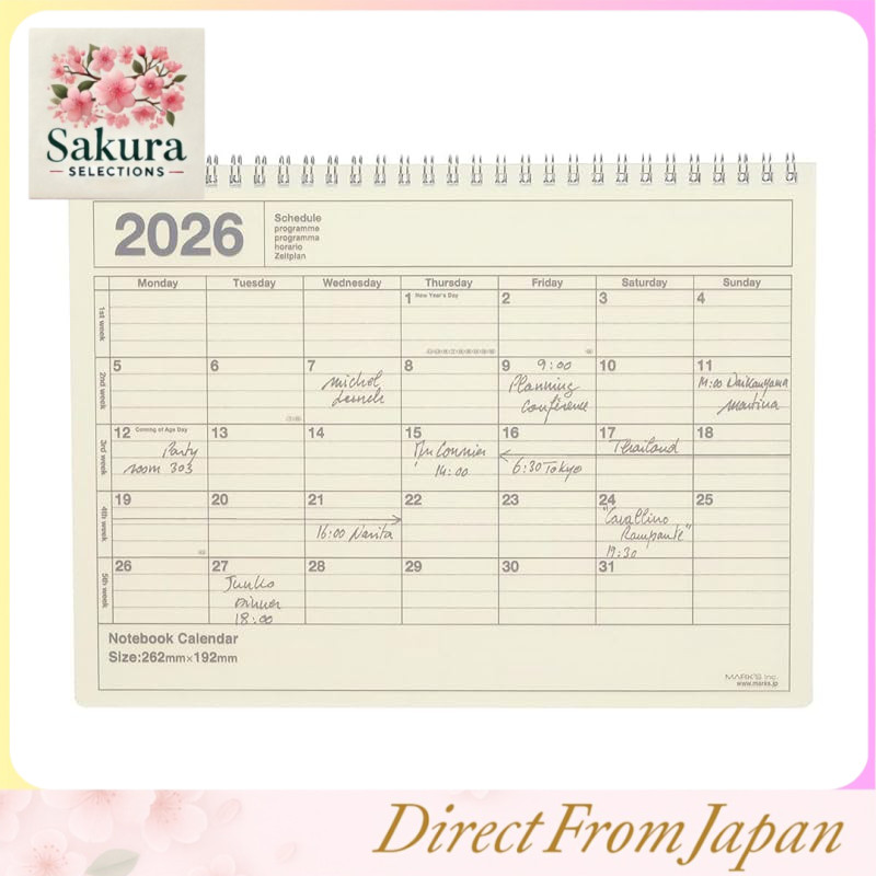 2026 Monthly Block B5 Notebook Calendar Planner – Medium Size, January Start