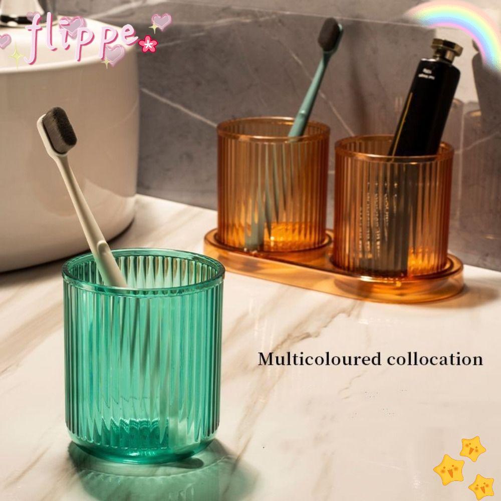 ถ้วยแปรงสีฟัน FLIPPE, ถ้วยน้ํายาบ้วนปากแบบใสทําความสะอาดง่าย, ห้องน้ําถ้วยน้ํายาบ้วนปากกันตกพลาสติก
