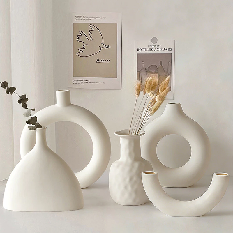 Ins Nordic สไตล ์ แจกัน Creative Minimalist แจกันดอกไม ้ เรือตารางเครื ่ องประดับตกแต ่ งบ ้ าน