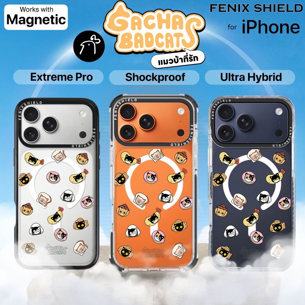 เคส FenixShield x Kai3 Gacha Badcats [ Kitty Snack ] สำหรับ iPhone Air / 17 / 16 / 15 / 14 / 13 / Plus / Pro / Max