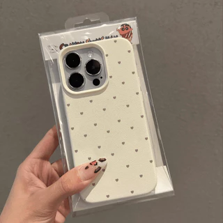 สำหรับ IPhone 15 16 17 11 12 13 14 Pro Max XR X XS Max 7 15 8 16 Plus ลายหัวใจรัก เคสเหมือนเปลือกลิ้นจี่ เคสสำหรับไอโฟน