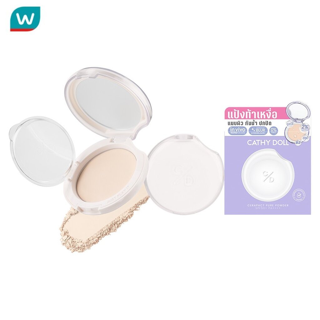 Cathy Doll เคที่ดอลล์ เซราแพ็ค เพียว พาวเดอร์ SPF50+ PA++++ 12ก. 01 แฟร์