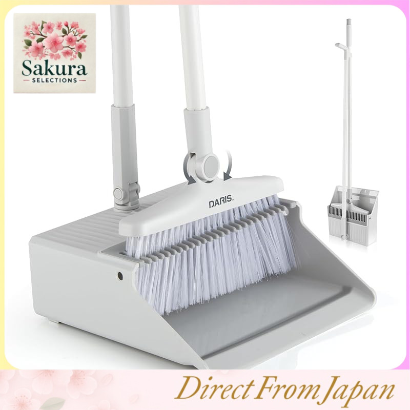 DARISHM Self-Standing Broom and Dustpan Set – Convenient Storage, Indoor and Outdoor Cleaning Tool f