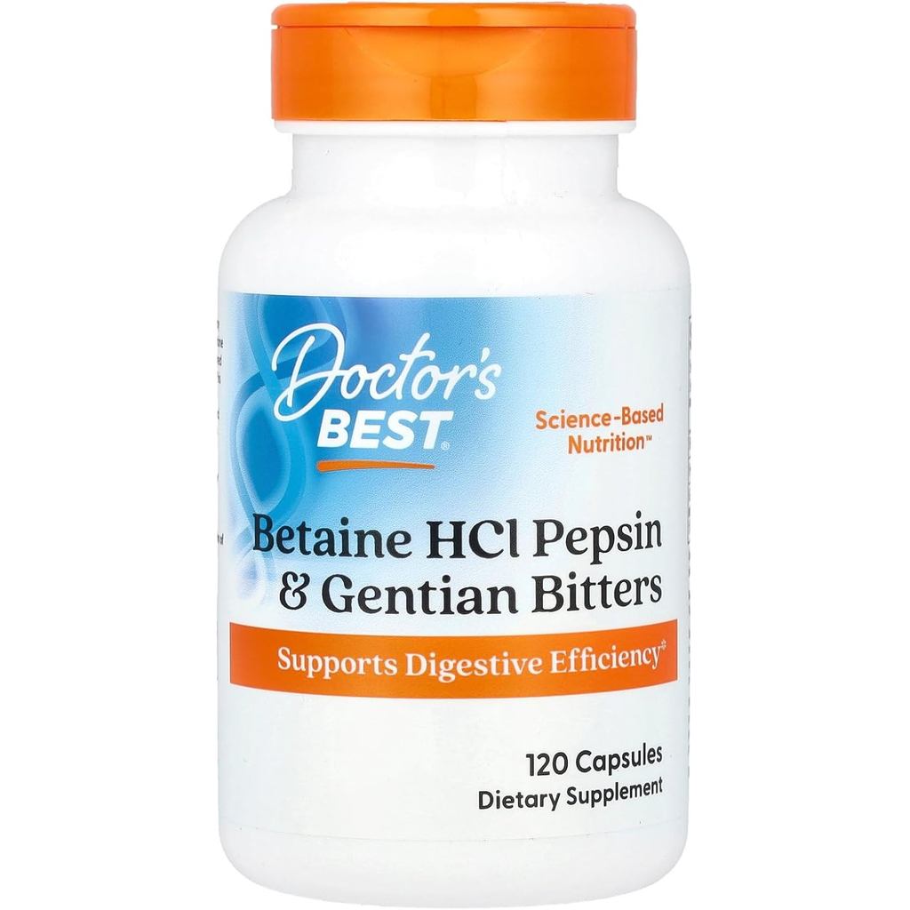 Betaine HCl Pepsin & Gentian Bitters - 120 แคป