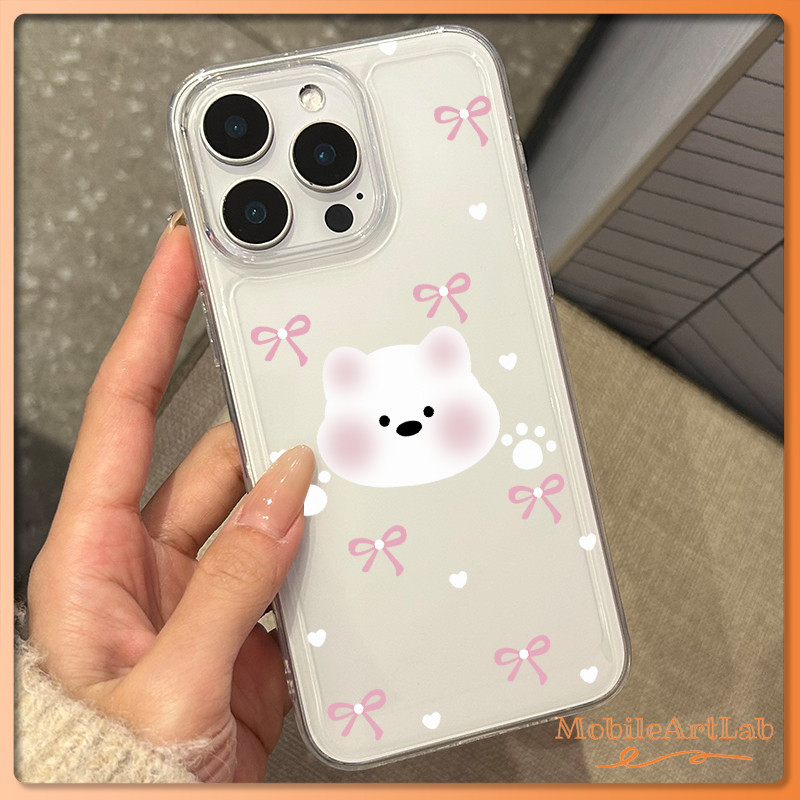 สำหรับ เคสไอโฟน 13 12 11 iPhone 17 16 15 14 PRO MAX 7/8PLUS หมีแดงแก้ม  แอปเปิ้ลโทรศัพท์ จัดส่งจากประเทศไทย