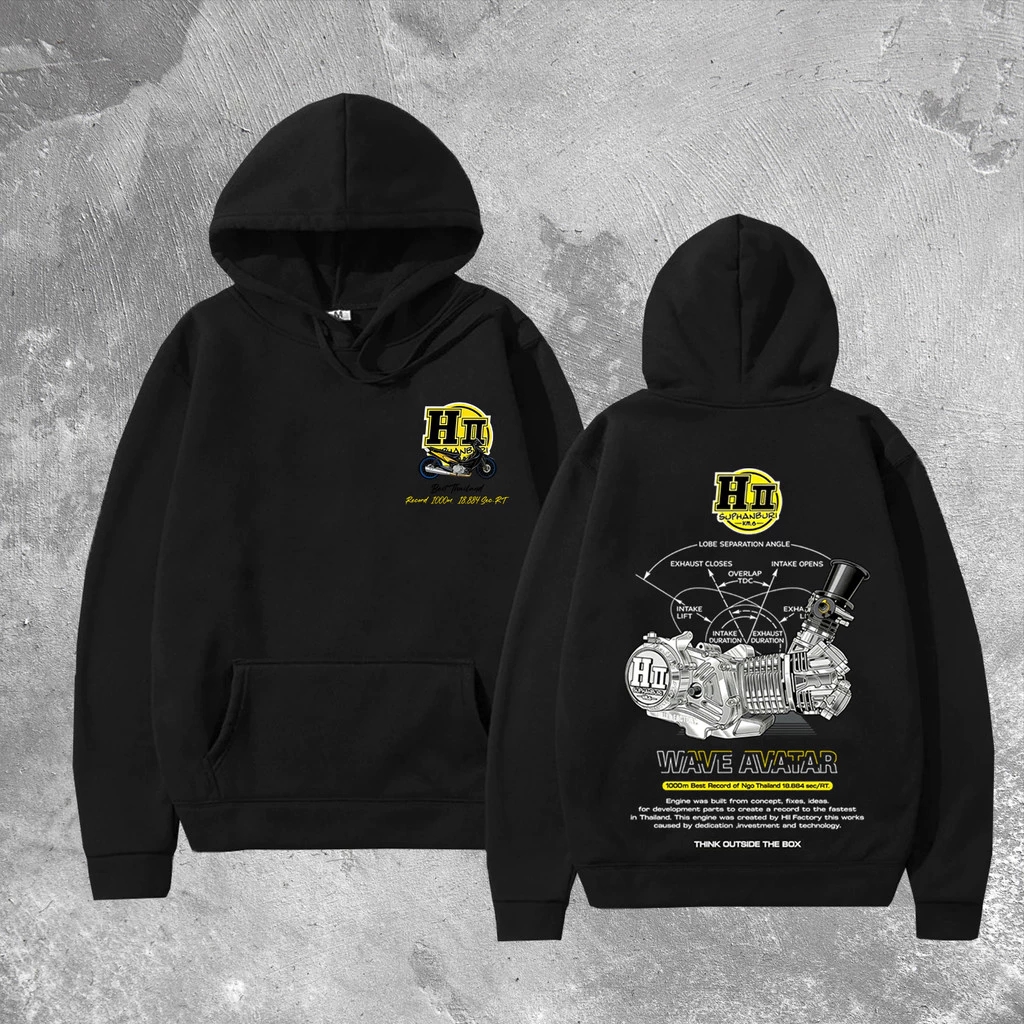 เสื้อฮู้ดแขนยาวสไตล์แข่งรถสำหรับผู้ชาย เฮงสุพรรณ H2Suphanburi M-3XL
