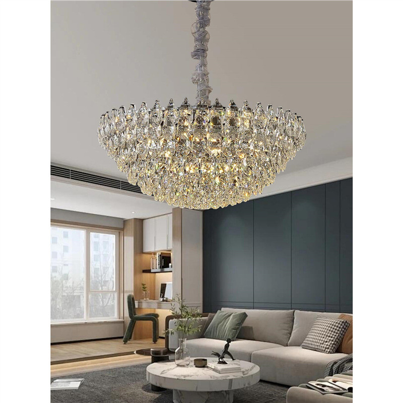 Luxury Crystal Chandelier Imported K9First-class crystal chandelier in chrome color for living room,