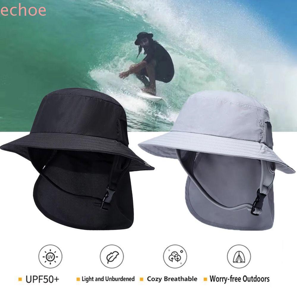 ECHOEDGE Surfing Bucket Hat, หมวกปีกกว้างสุภาพสตรีสายรัดคาง, กันแดดสำหรับแคมป์ปิ้งและเดินป่า, แห้งเร