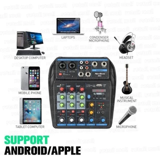 มิกเซอร์ 4 อินพุต พกพาง่าย ใช้งานผ่านพาวเวอร์แบงค์ 5V mixer ใช้ได้ทั้งในบ้านและนอกสถานที่ สำหรับงานเสียงทุกประเภท