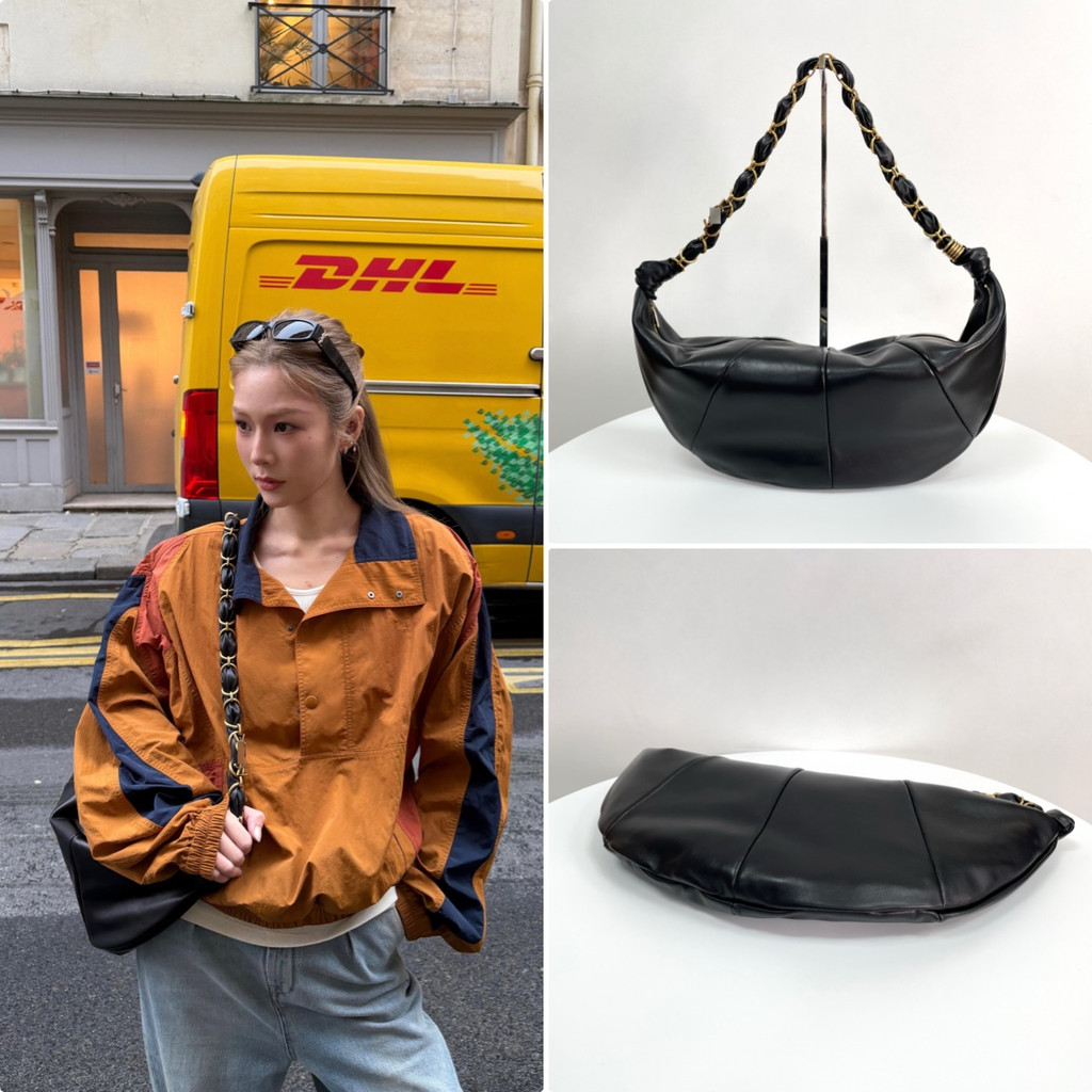 【ก่อนสั่งสอบถาม】ราคา12400 YYY กระเป๋าสะพายข้าง/สะพายไหล่ หนังแกะดำมันวาว แบบซิป ขนาด 23-62*28*4cm