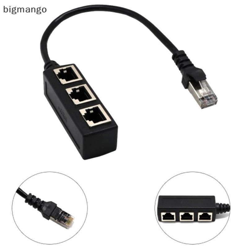[bigmango] Ethernet Cable Splitter Network Adapter Ethernet Splitter 1 ถึง 3 สาย RJ45 LAN Ethernet C