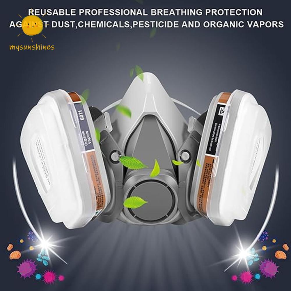 หน้ากากครึ่งใบใช้ซ้ำได้ มาพร้อมฟิลเตอร์ผ้าฝ้าย สายคล้องคอปรับระดับได้ ป้องกันก๊าซพิษและฝุ่น PM2.5