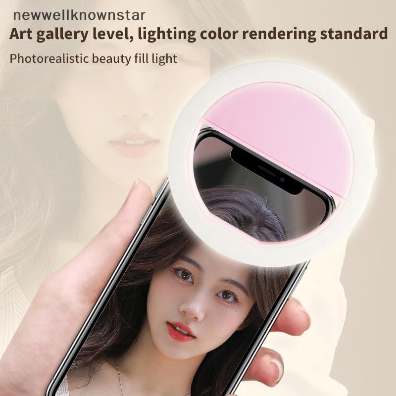 Newwellknownstar USB ชาร์จ LED Selfie Ring Light เลนส์โทรศัพท์มือถือสําหรับโทรศัพท์ Selfie Light CCB