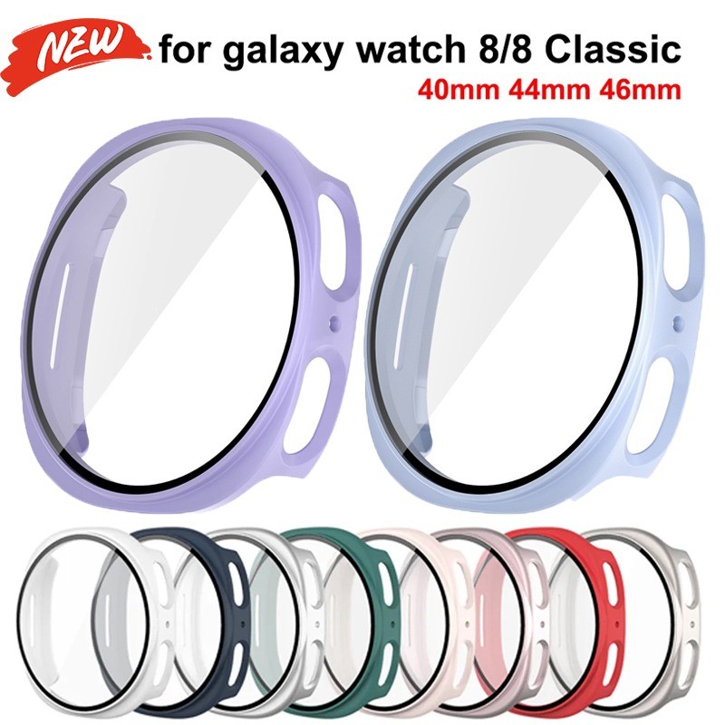 กระจกนิรภัย + เคสสําหรับ Samsung Galaxy Watch 8 44 มม.40 มม.Full PC กันชนฝาครอบปกป้องหน้าจอ