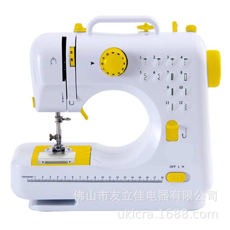 Youlijia 505A จักรเย็บผ้าในครัวเรือน Mini มัลติฟังก์ชั่จักรเย็บผ้าไฟฟ้าตัดเสื้อเย็บขนาดเล็กเสื้อผ้า 