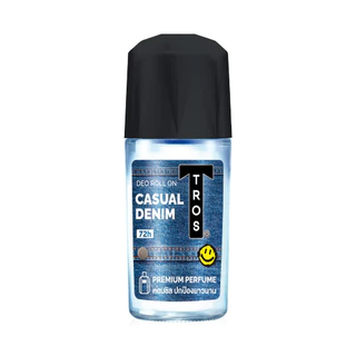 TROS Deo Roll On Casual Denim 45ml ผลิตภัณฑ์ลดเหงื่อและระงับกลิ่นกาย ทรอส หอมชิล ปกป้องยาวนาน.