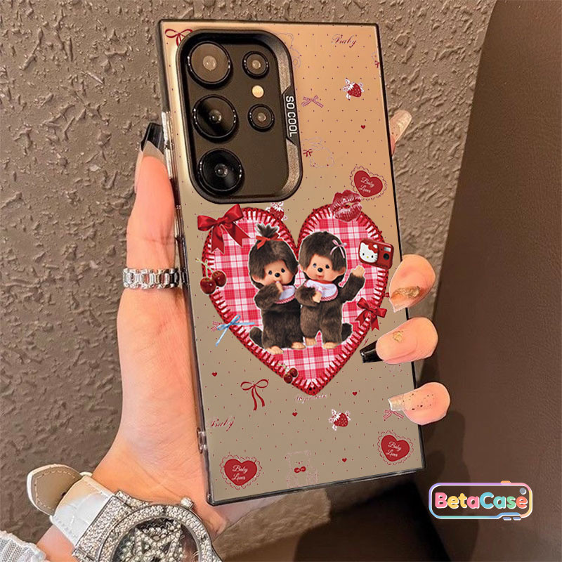 สำหรับ Samsung S30U S25U S25E S24U S24FE S23U S23FE S22U S21 S20FE เคสซัมซุง ลายลิงอ้วนดูดนิ้ว คู่รักกับหัวใจ น่ารัก