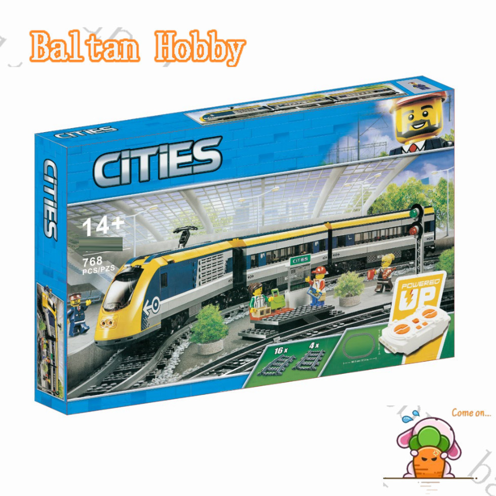Baltan ของเล่น HN7X MOC พร้อม CITY 60197 บล็อกตัวต่อรถไฟโดยสาร EC2