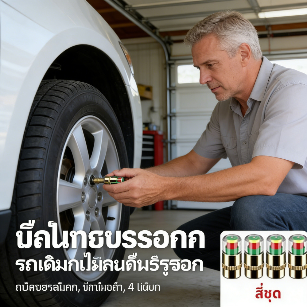 ตรวจสอบครอบคลุมขนาด 4 ชิ้นตรวจจับเซ็นเซอร์วาล์วภายนอกเตือนความดันยางแสง ราคาถูก Shopee Lazada