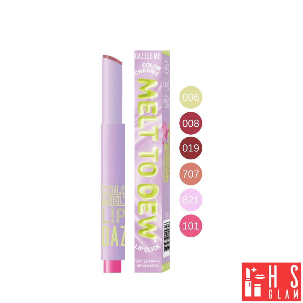 DAZZLE ME Color Chrome Melt to Dew Lip Click แดซเซิล มี ลิปสติก ติดทน SPF 25 PA+1 แท่ง 2g
