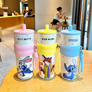 กระติกเก็บอุณหภูมิสแตนเลส316 ขนาด710ml ลายการ์ตูน มีหลอด+สายสะพาย พกพาและใช้ในรถได้