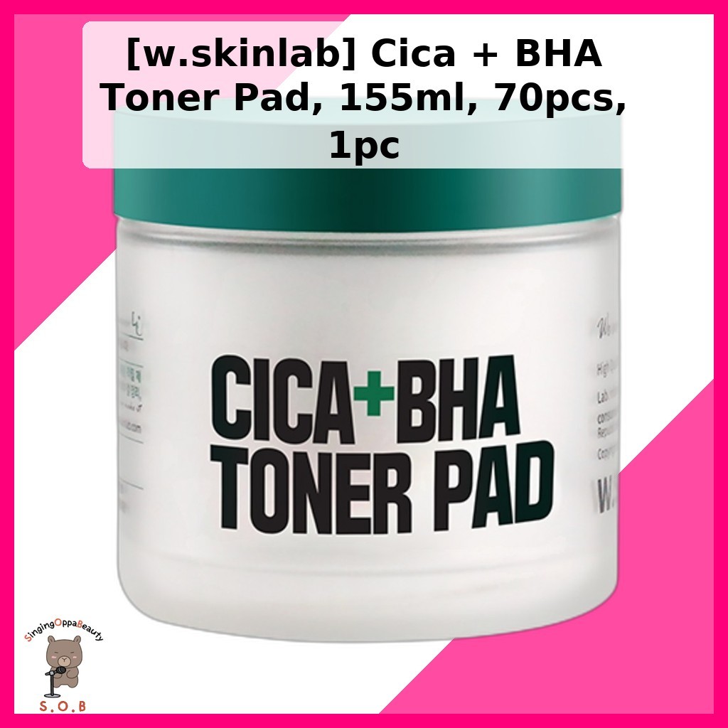 [w.skinlab] Cica + BHA Toner Pad, 155ml, 70pcs, 1pc / Korean Toner Pad / BHA Exfoliaation / ของแท้ 1