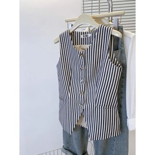 วินเทจแบบสบาย ๆ คอกลมลายสตรีฤดูร้อนอารมณ์พรีเมี่ยมเสื้อกล้าม…