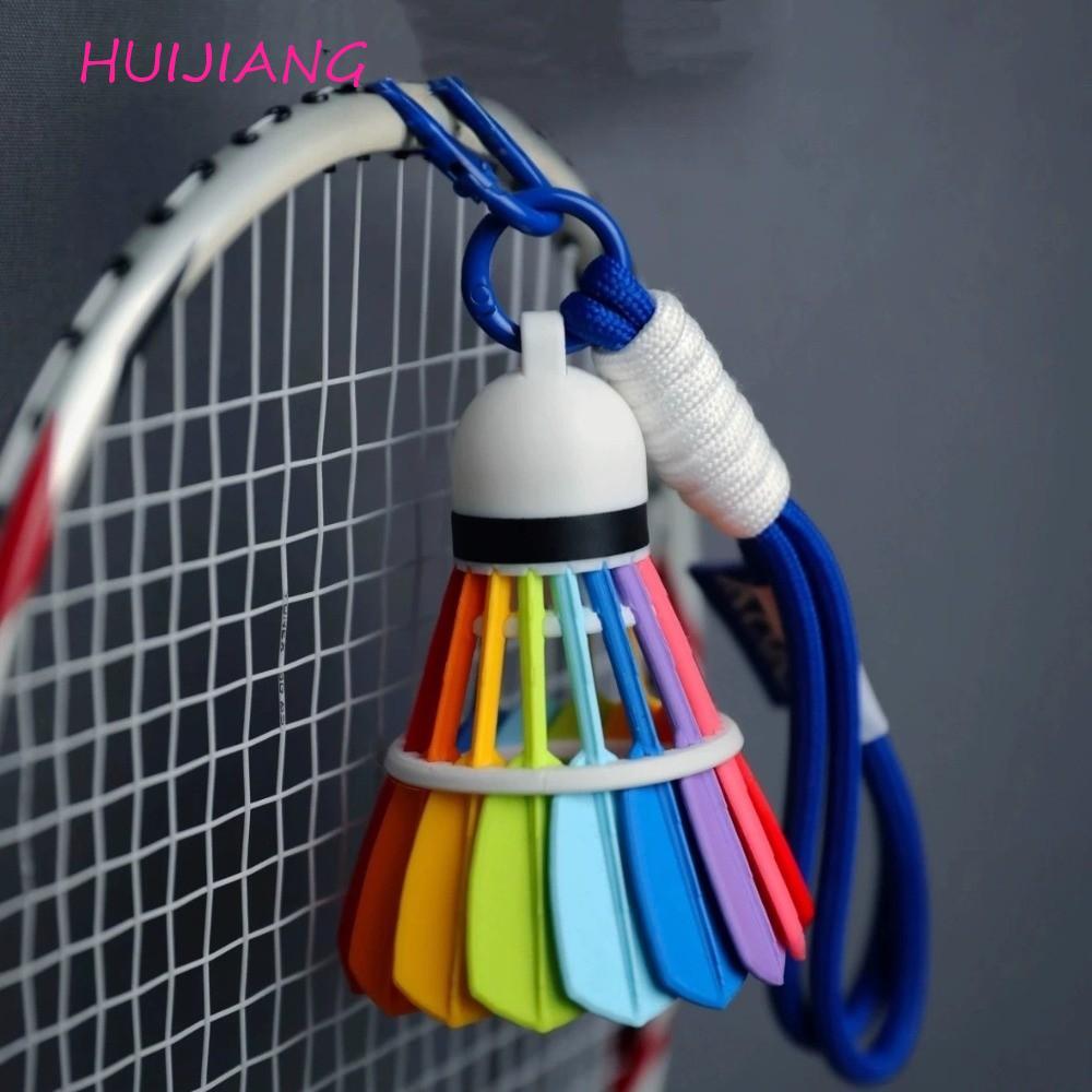 HUIJIAN พวงกุญแจแบดมินตัน,แขวนตลกกระเป๋าแบดมินตันจี้,แฟชั่นสร้างสรรค์สายรุ้งสีกระเป๋าเป้สะพายหลังตกแต่ง 3D การพิมพ์พวงกุญแจแบดมินตันผู้ที่ชื่นชอบ