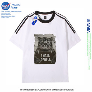 NASA เสื้อยืดสามแถบชายหญิง oversize แขนสั้น สไตล์ลำลอง summe…
