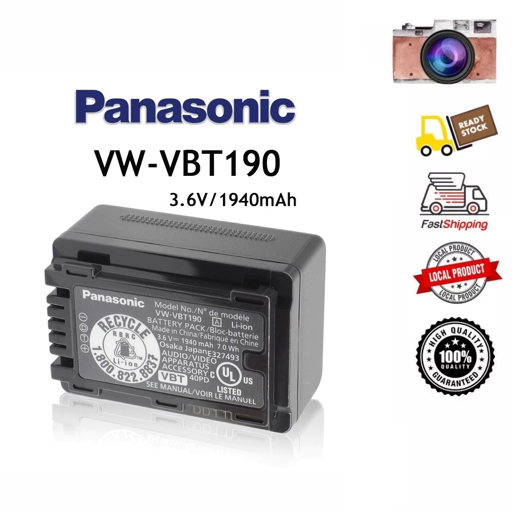Panasonic VW-VBT190 แบตเตอรี่ For HC-V380K  HC-V250K  HC-V520K  HC-V550K  HC-V720K  HC-V770K HC-V750