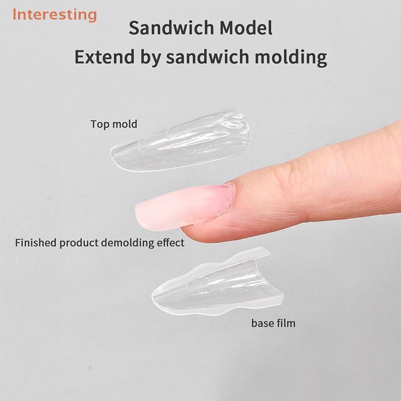 [น่าสนใจ] 180 ชิ้น/กล่องแซนวิช Dual Nail Forms 15 ขนาด Extensions-Dual Forms Coffin Almond Nail Form