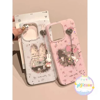 🔥YIYI🔥กระต่ายลูกแมวน่ารักสีชมพูโบว์โบว์ดอกไม้เคส IPhone 16 11 14 13 15 12ProMax 7Plus 8 14 7 15 Plus X XS Max XR SE2020