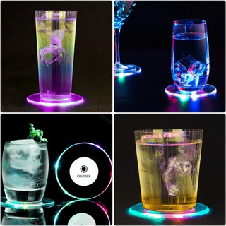 แผ่นรองจาน แผ่นรองแก้วเครื่องดื่ม แบบเรืองแสงในที่มืด 3 โหมด พร้อมไฟ LED สําหรับตกแต่งบ้าน บาร์ ไนท์คลับ ปาร์ตี้